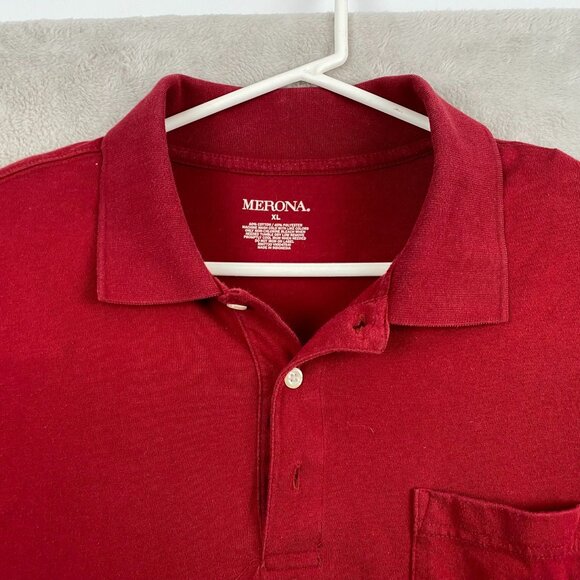 Merona Men's Polo Shirt XL Red Cotton/Polyester Blend - Picture 6 of 8